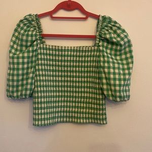 Green Gingham BB Dakota Top